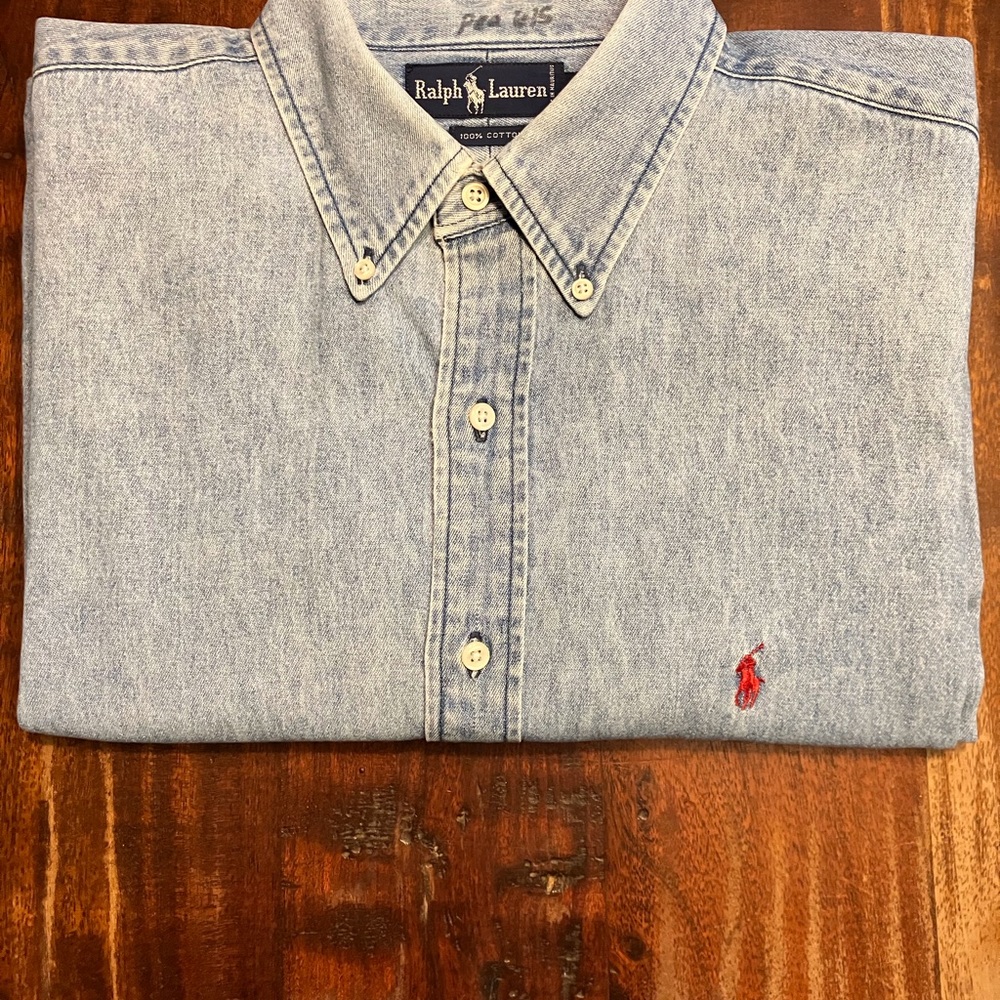 Vintage 90’s Ralph Lauren Denim Long Sleeve Shirt XL